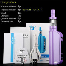 Load image into Gallery viewer, ECT eT50 50W Box Mod Starter Kit + Fog Mini Atomizer Tank
